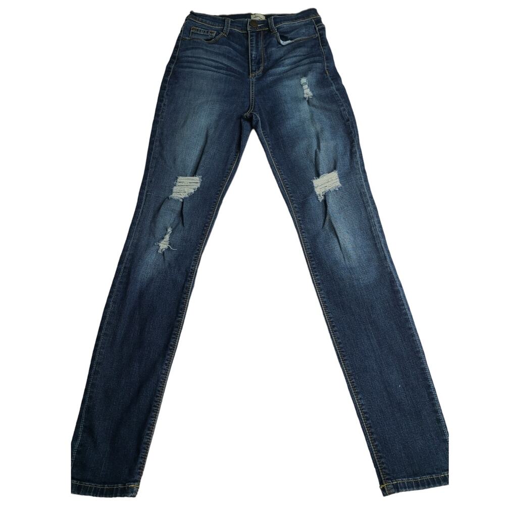 Sneak Peek High Rise Distressed Skinny Jeans Dark Wash Women's Junior 3 2264